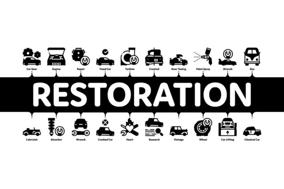 Car Restoration Repair Minimal Design Assets
