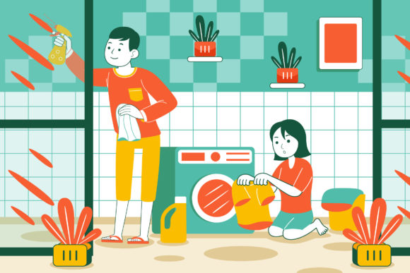 Cleaning House Vector Illustration 01: Integrating Scalable Assets into Creative Workflows
