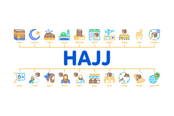 Hajj Islamic Religion Minimal Design Assets