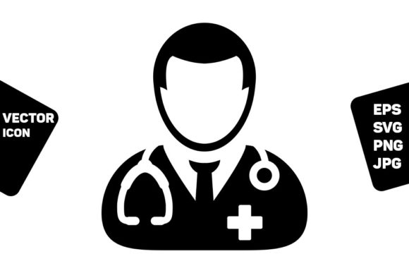 Medical Icon Vector Male Doctor Person: Practical Applications for Digital and Print Design