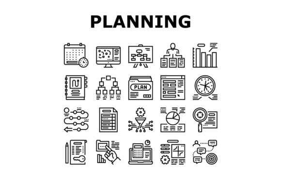 Visualizing Strategy: Leveraging Planning Work Process Collection Icons for Business Clarity